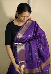 Rich Purple - Mangalgiri semi pattu buttas body with zari border