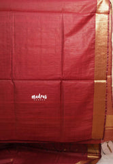 Majestic Maroon - Mangalgiri semi pattu buttas body with zari border