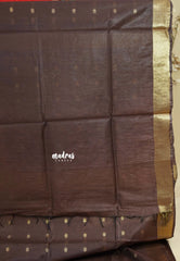 Coffee Brown - Mangalgiri semi pattu buttas body with zari border