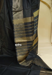 Black - Mangalgiri semi pattu with golden getti border