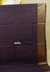 Deep Wine Plum - Mangalgiri semi pattu with golden getti border