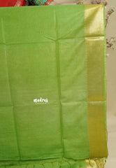Pretty Parrot Green - Mangalgiri semi pattu with golden getti border