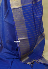 Cobalt Blue - Mangalgiri semi pattu with golden getti border