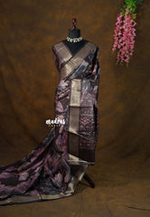 Midnight Brown - Seetha - Soft Mangalore silk floral design with Border - Best for Festive Wear