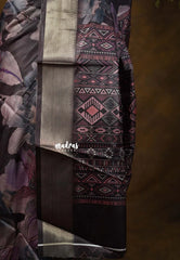 Midnight Plum - Ananya - Soft Mangalore silk floral design with Border - Best for Festive Wear