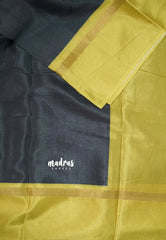 Elephant Black - Ananya - Soft Mangalore Silk Plain Saree with Skirt Border - Best for Office Wear