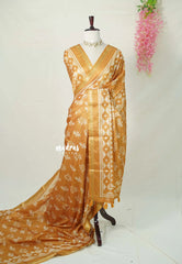 Mustard Glow - Ananya - Soft Mangalore silk floral design with Border - Best for Office Wear
