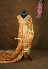 Mustard Glow - Ananya - Soft Mangalore silk floral design with Border - Best for Office Wear