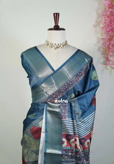 Deep Ocean Blue - Ananya - Soft Mangalore Silk Saree Metallic Shades with Zari Border - Perfect for Office Wear | Casual Wear