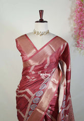 Maroon-Red - Ananya - Soft Mangalore Silk Saree Metallic Shades with Zari Border - Perfect for Office Wear | Casual Wear