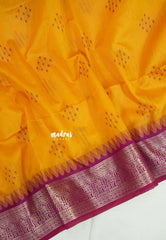 Orangish Yellow - Manjari - Raw silk Saree Traditional Border Rich Pallu with Weaving Buttas - Best for Small Functions | Pooja