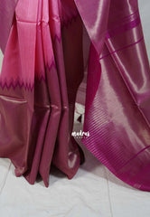 Rose Pink with Magenta - Manjari - Raw Silk in Raising Kanjivaram Weaving Style - Best for Small Functions | Pooja | Reception