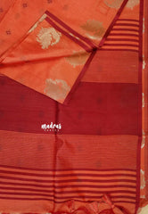 Peach - Manjari - Premium Raw silk with Peacock weaving border and buttas