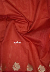 Peach - Manjari - Premium Raw silk with Peacock weaving border and buttas