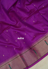 Magenta Purple - Manjari - Raw Silk Premium Paithani Weaving Border and Pallu - Best for Small Functions | Pooja | Reception