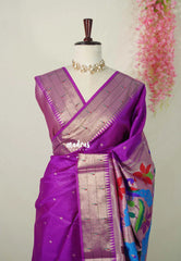 Magenta Glow - Manjari - Raw Silk Premium Paithani Weaving Border and Pallu - Best for Small Functions | Pooja | Reception