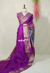 Magenta Glow - Manjari - Raw Silk Premium Paithani Weaving Border and Pallu - Best for Small Functions | Pooja | Reception