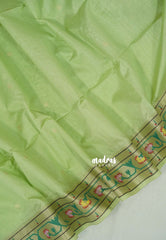 Pista Green - Manjari - Raw Silk Premium Paithani Weaving Border and Pallu - Best for Small Functions | Pooja | Reception
