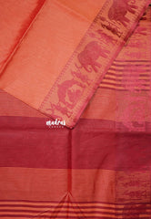 Peach - Manjari - Raw silk with Ambari weaving Border