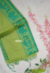 Fresh Green - Manjari - Raw silk with Ambari weaving Border