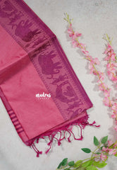 Rose Pink - Manjari - Raw silk with Ambari weaving Border