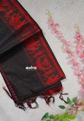 Black - Manjari - Raw silk with Ambari weaving Border