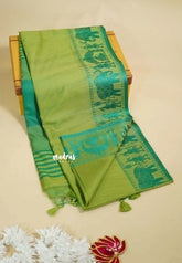 Fresh Green - Manjari - Raw silk with Ambari weaving Border