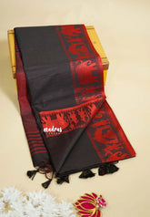 Black - Manjari - Raw silk with Ambari weaving Border