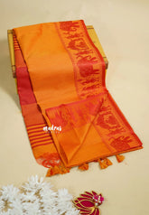 Orange - Manjari - Raw silk with Ambari weaving Border