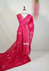 Queen's Pink - Manjari - Raw Silk Saree with Kolam Weaving and Skirt Border - Best for Small Functions / Pooja