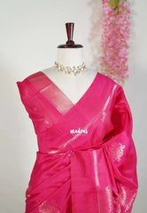 Queen's Pink - Manjari - Raw Silk Saree with Kolam Weaving and Skirt Border - Best for Small Functions / Pooja