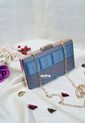 indigo Blue - Manjari - Free Clutch - Raw Silk Saree Ikkat Weaving with Pallu and Blouse - Best for Small Functions