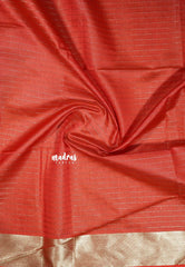 Mild Orange - Manjari - semi tussar checks in body with tissue border