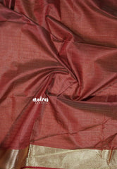 Beige sandal - Manjari - semi tussar checks in body with tissue border