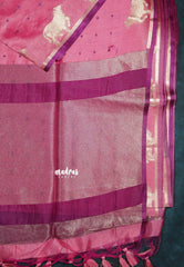 Pastel pink - Manjari - Premium raw silk with full weaving buttas pichwai cow border