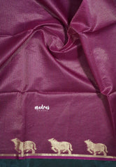 Pastel pink - Manjari - Premium raw silk with full weaving buttas pichwai cow border