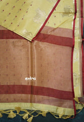 Beige sandal - Manjari - Premium raw silk with full weaving buttas pichwai cow border