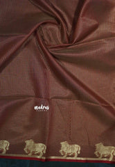 Beige sandal - Manjari - Premium raw silk with full weaving buttas pichwai cow border