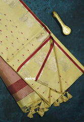 Beige sandal - Manjari - Premium raw silk with full weaving buttas pichwai cow border