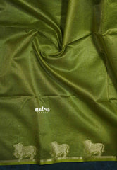 Lime yellow - Manjari - Premium raw silk with full weaving buttas pichwai cow border