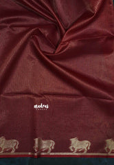 Peach - Manjari - Premium raw silk with full weaving buttas pichwai cow border