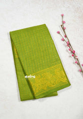 Sap Green - Peacock1- Margazhi Sungudi checks Tradiotional border no blouse