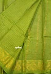 Sap Green - Peacock1- Margazhi Sungudi checks Tradiotional border no blouse