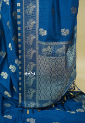 Peacock Blue - Madhuram - Soft Matka silk with Grooves Body with Bird weaving Border