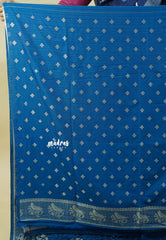 Peacock Blue - Madhuram - Soft Matka silk with Grooves Body with Bird weaving Border