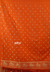 Rust Orange - Madhuram - Soft Matka silk with Grooves Body with Bird weaving Border