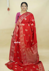 Classic Red - Madhuram - Soft Matka silk with Grooves Body with Bird weaving Border