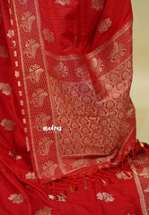 Classic Red - Madhuram - Soft Matka silk with Grooves Body with Bird weaving Border