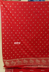 Classic Red - Madhuram - Soft Matka silk with Grooves Body with Bird weaving Border