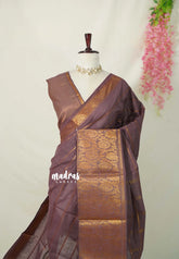 Mauve Brown - Subbulakshmi - Sungudi 100 Count Saree Velthari body Peacock Big Border with Blouse Combo - Best for Casual Wear | Summer Wear | Temple visit